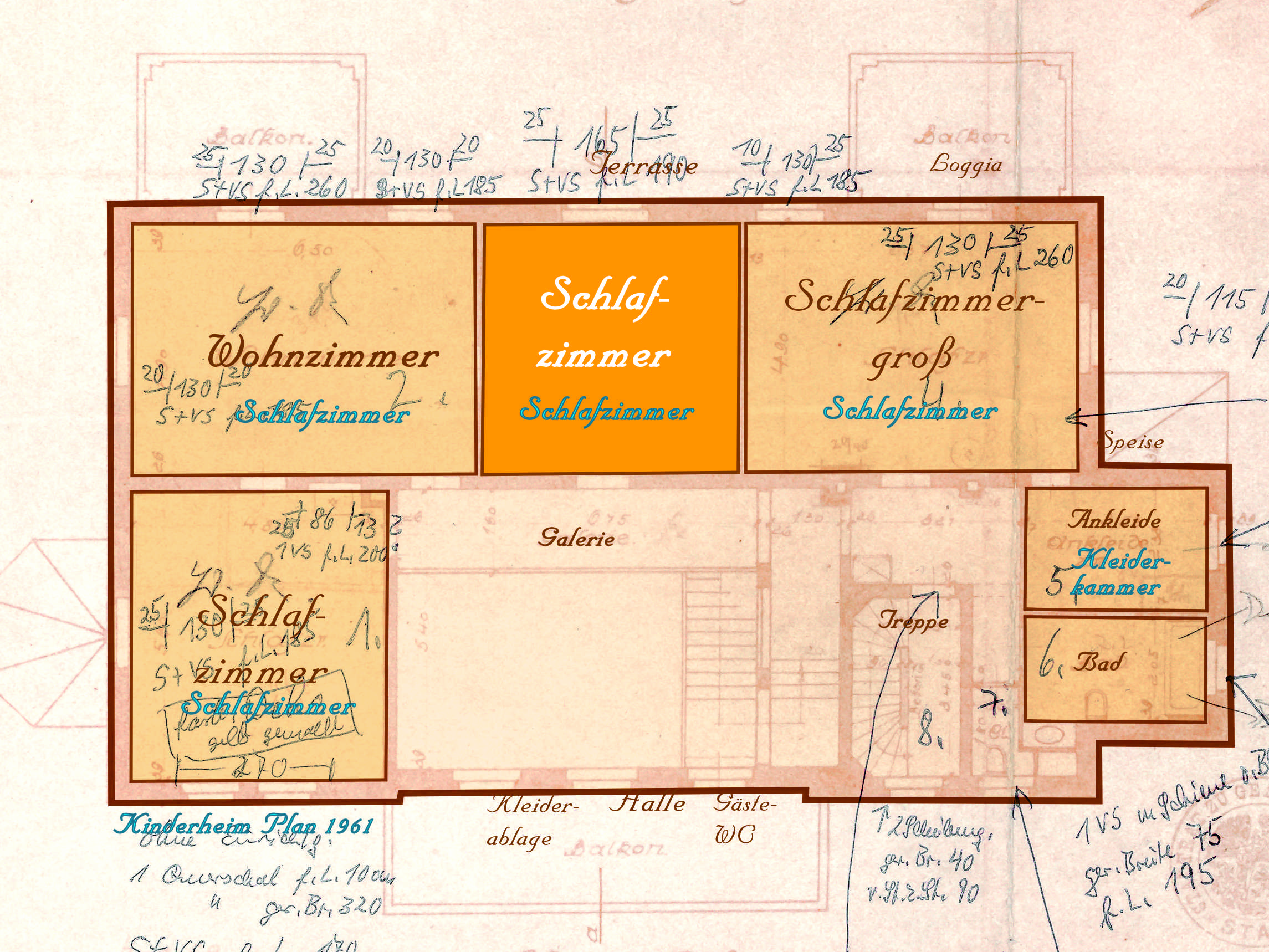 Bauplan 1. OG Schlafzimmer