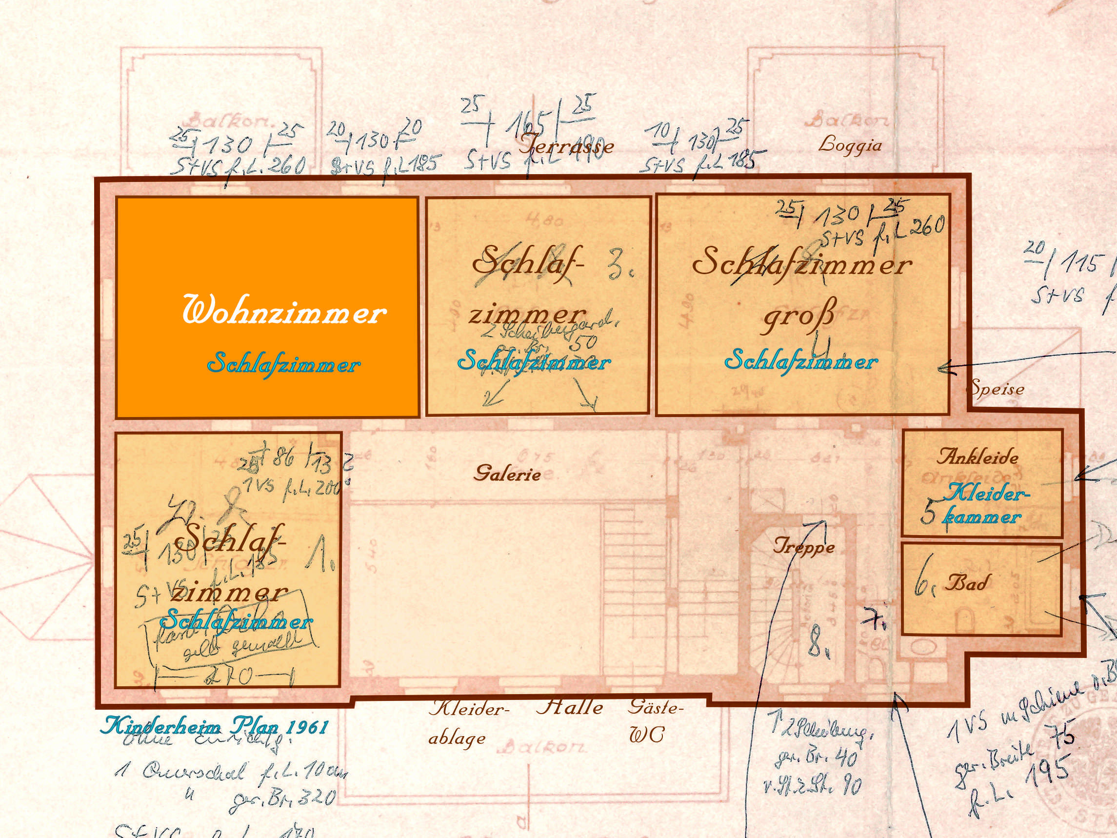 Bauplan 1. OG Wohnzimmer groß